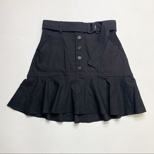 A.L.C Miley fluted belted linen-blend mini skirt Black Size 6